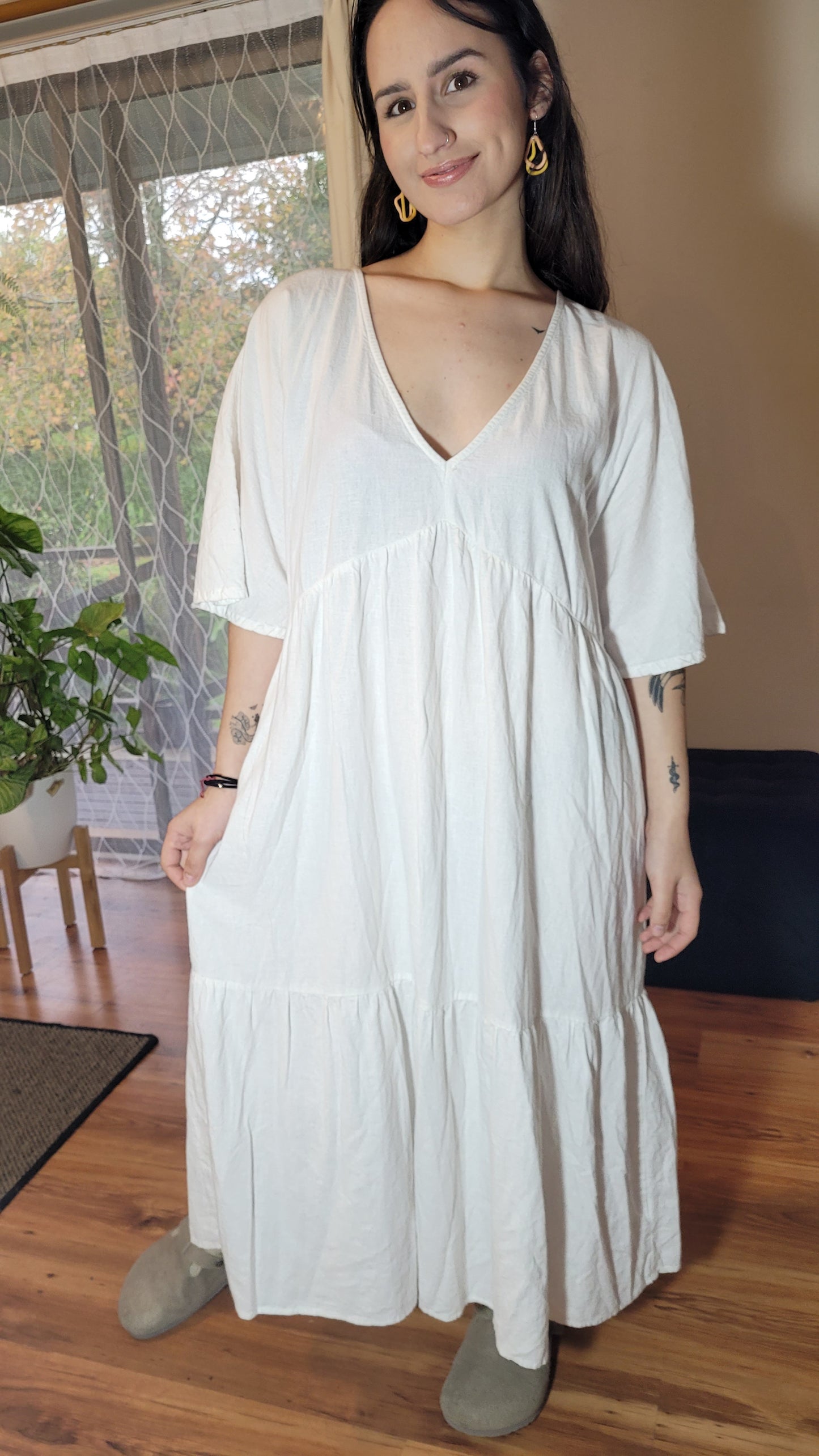 Lovely boho Maxi Dress - white used Dress