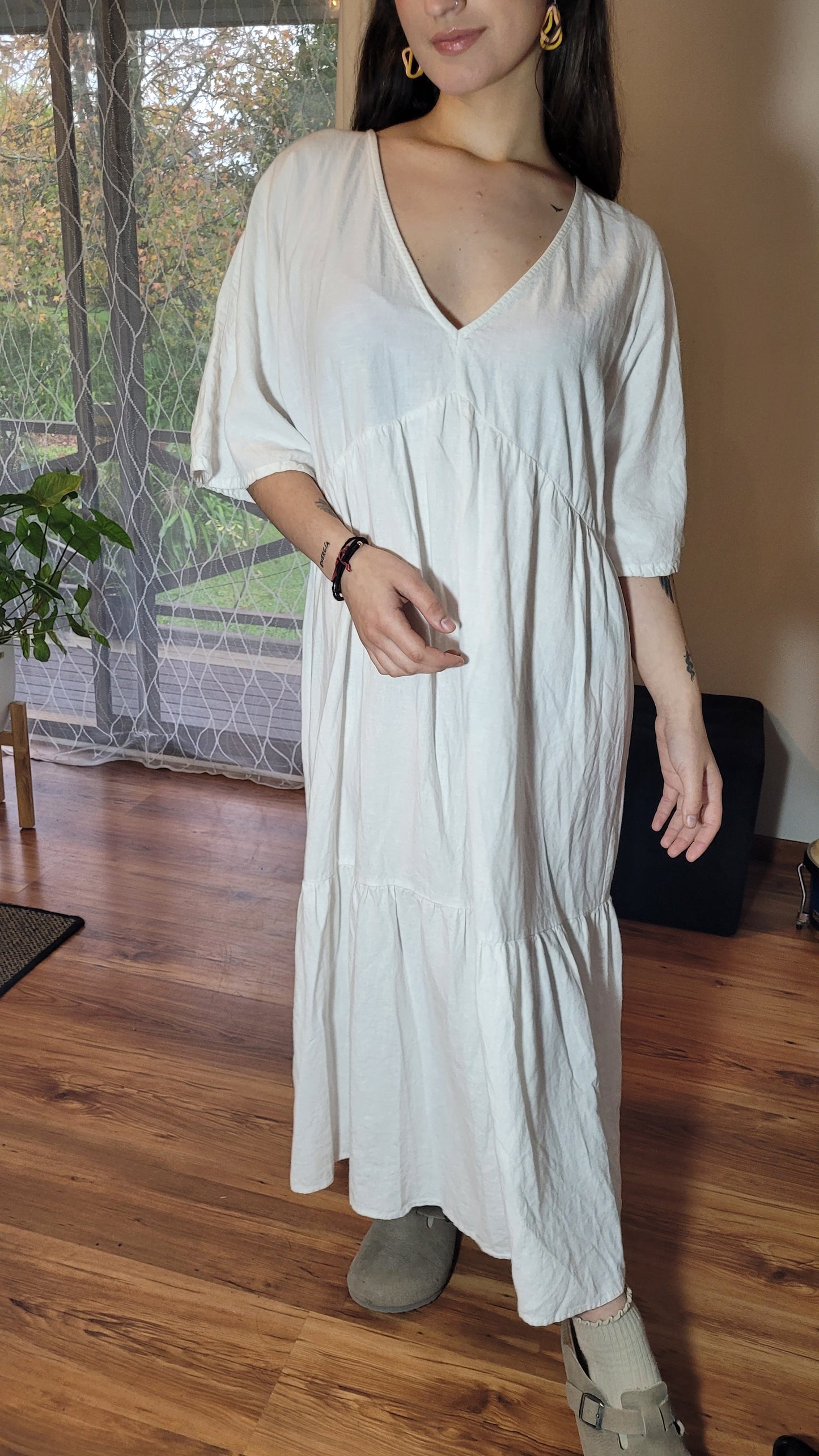 Lovely boho Maxi Dress - white used Dress