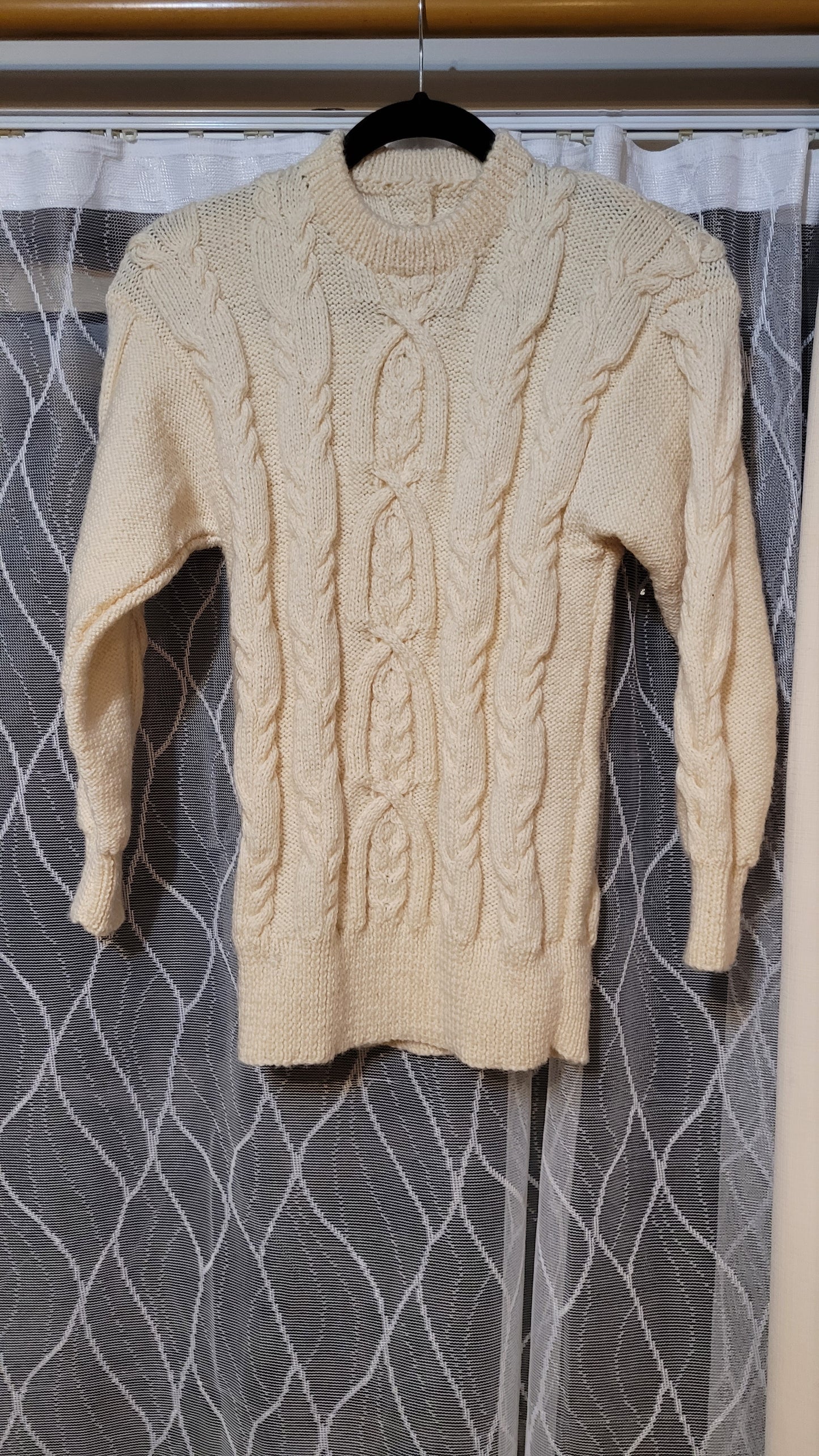 Stunning Cable Knit Sweater in pearl color. Preloved top