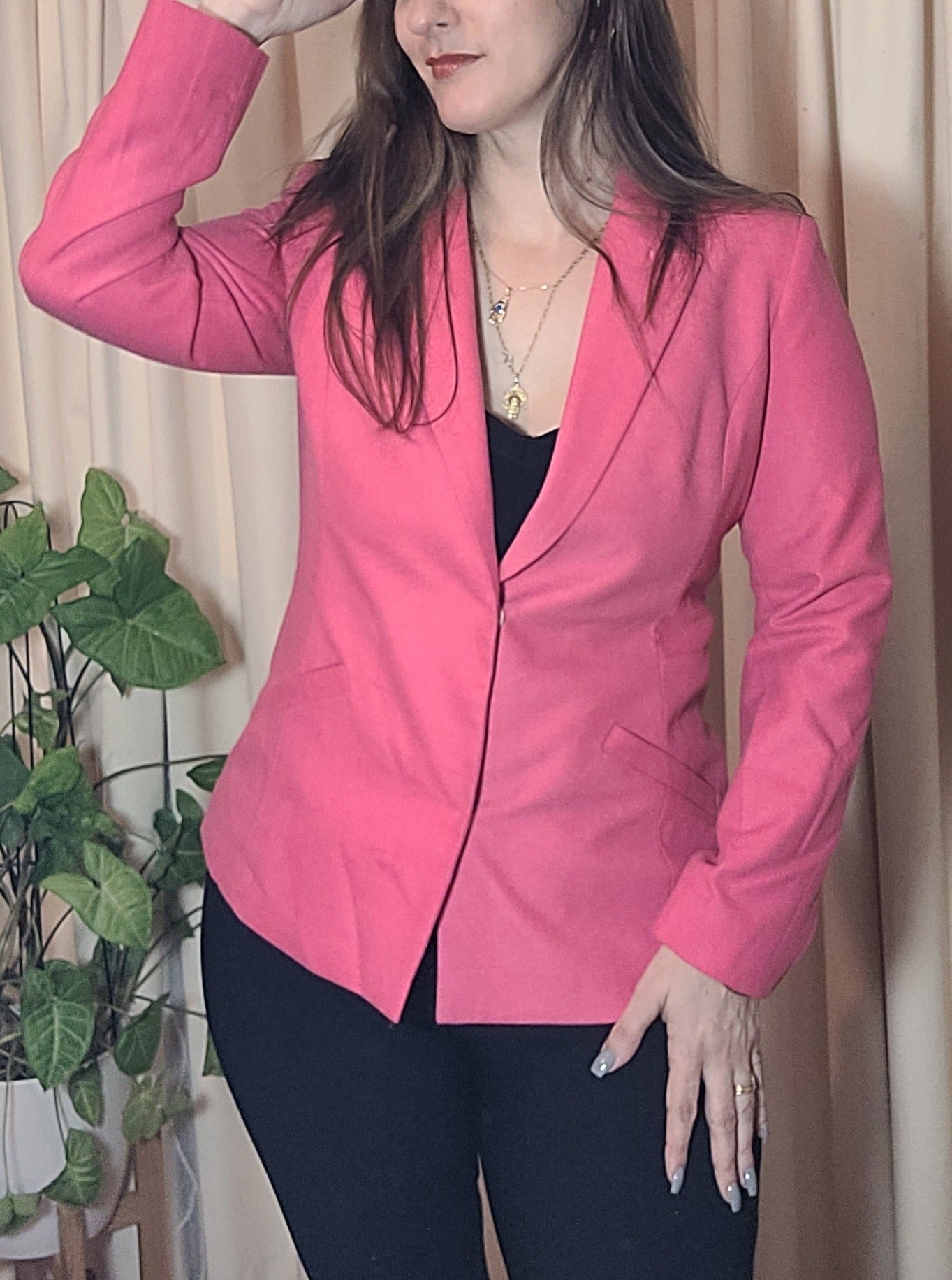 Basic Blazer In Bright Pink Size XS