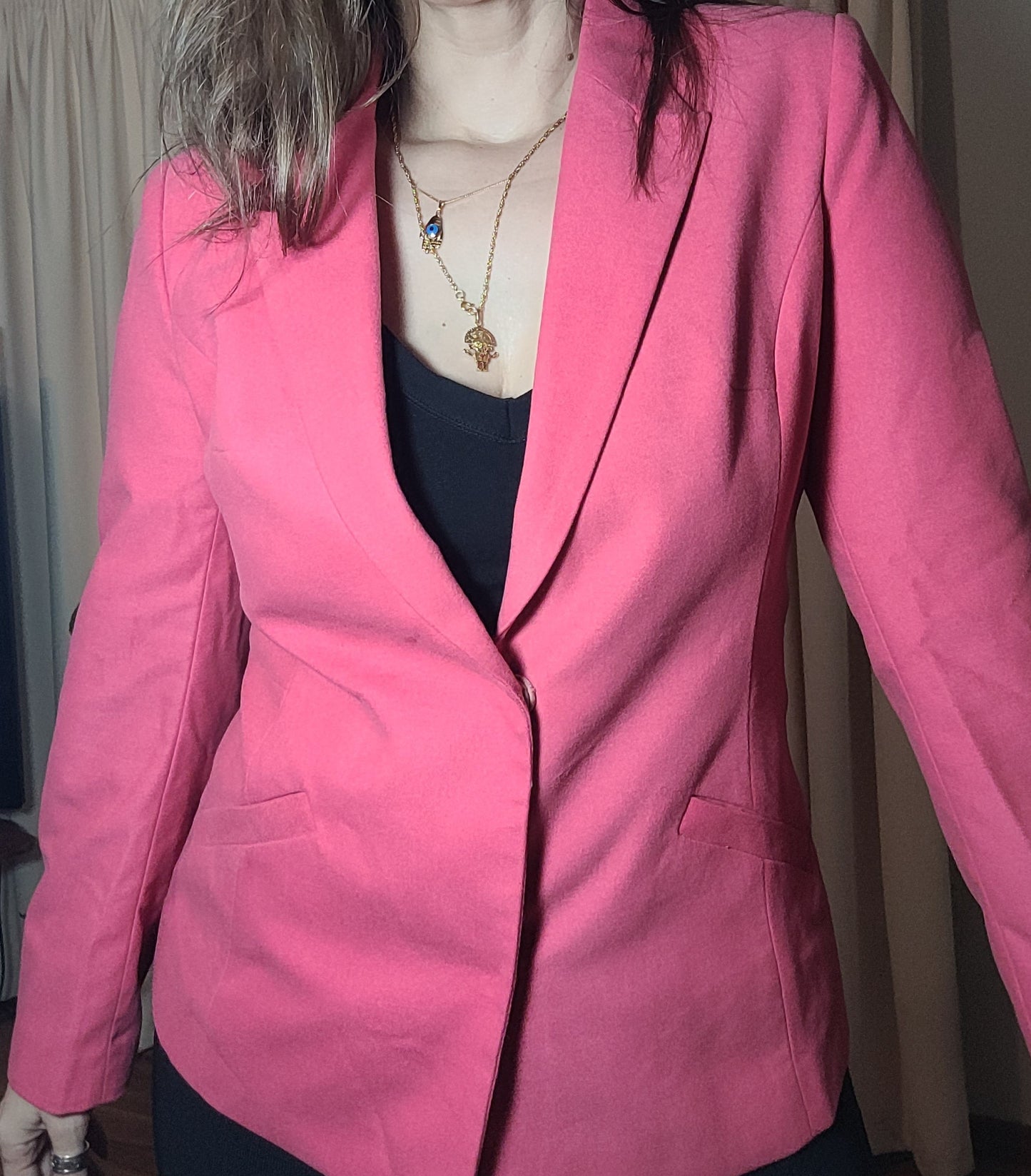 Basic Blazer In Bright Pink Size XS