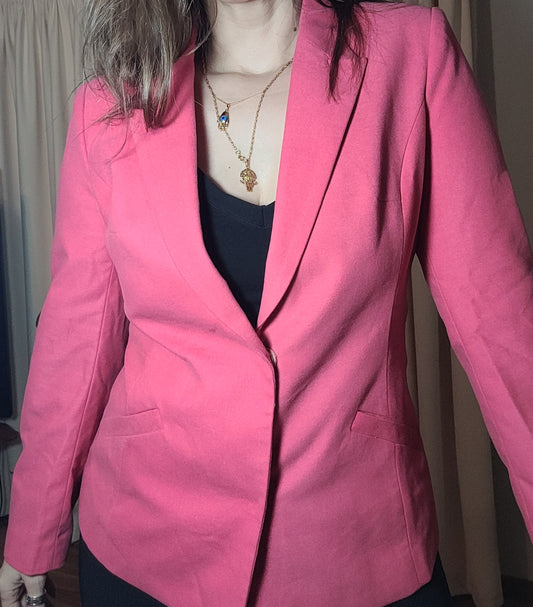 Basic Blazer In Bright Pink Size XS