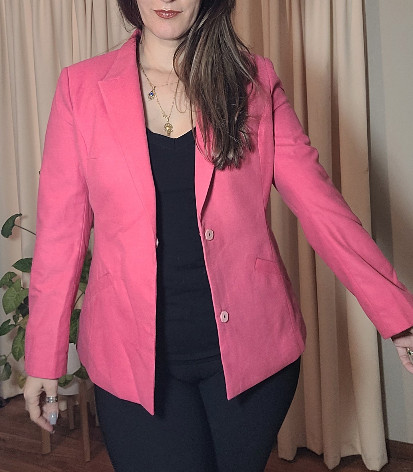 Basic Blazer In Bright Pink Size XS