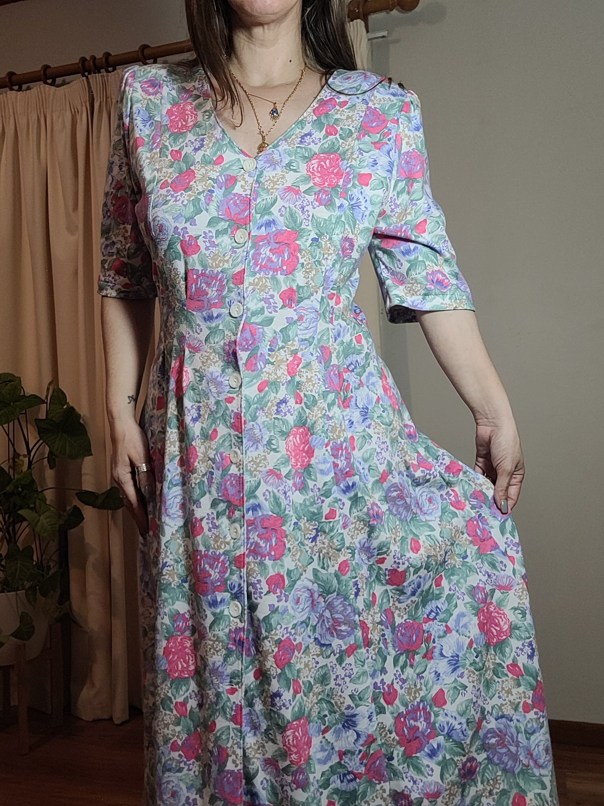 vintage floral midi dress