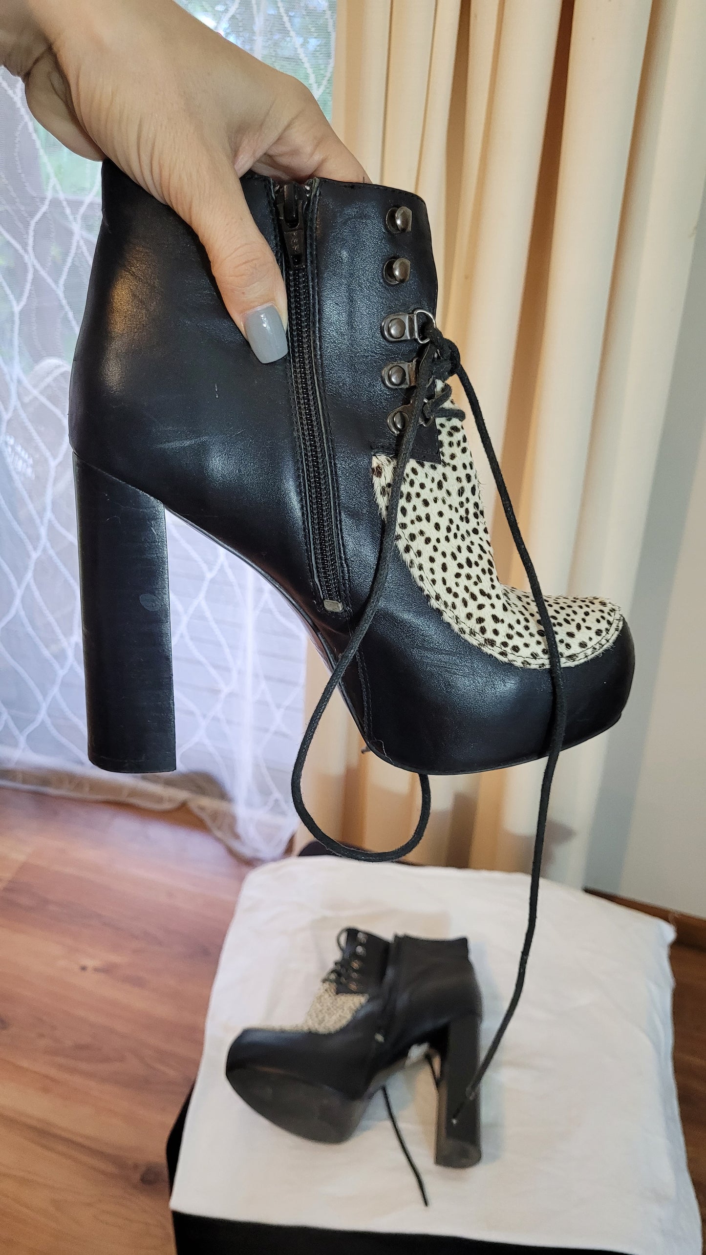 Leather Platform High Heel Mi piaci Boots Size 39