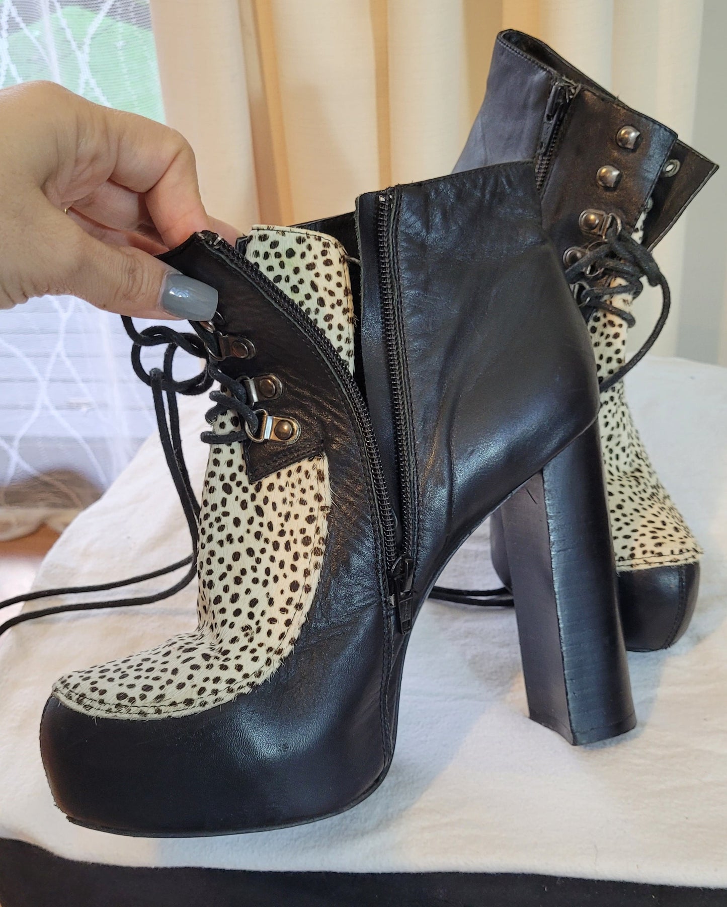 Leather Platform High Heel Mi piaci Boots Size 39