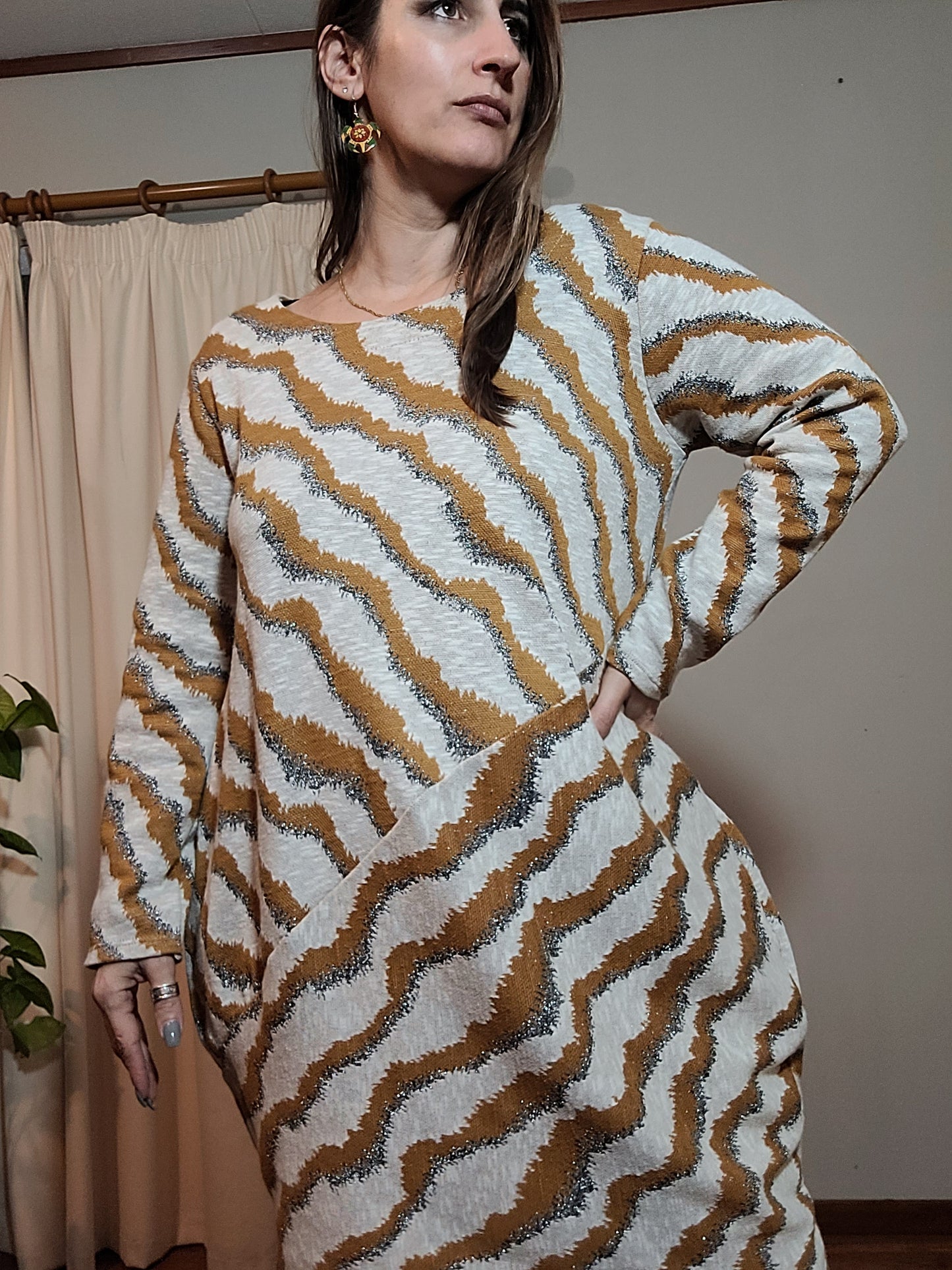 Stunning Zebra Print Preloved Dress. Crewneck Dress