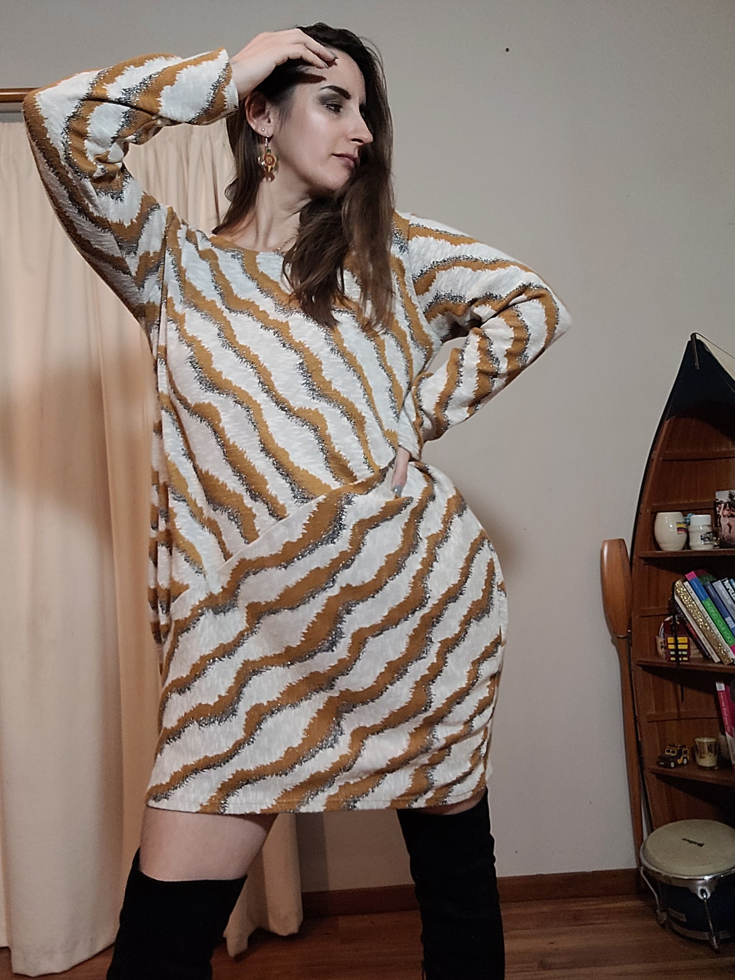 Stunning Zebra Print Preloved Dress. Crewneck Dress