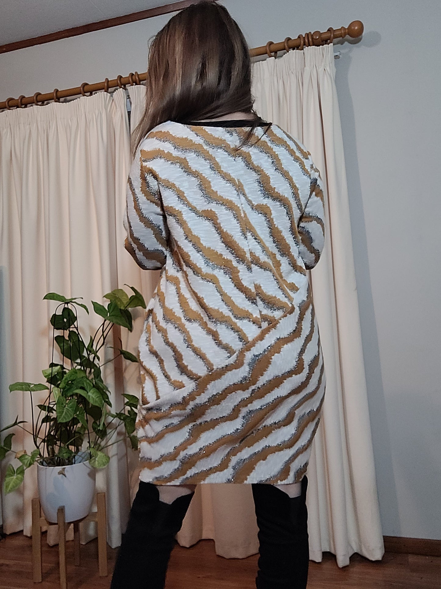 Stunning Zebra Print Preloved Dress. Crewneck Dress