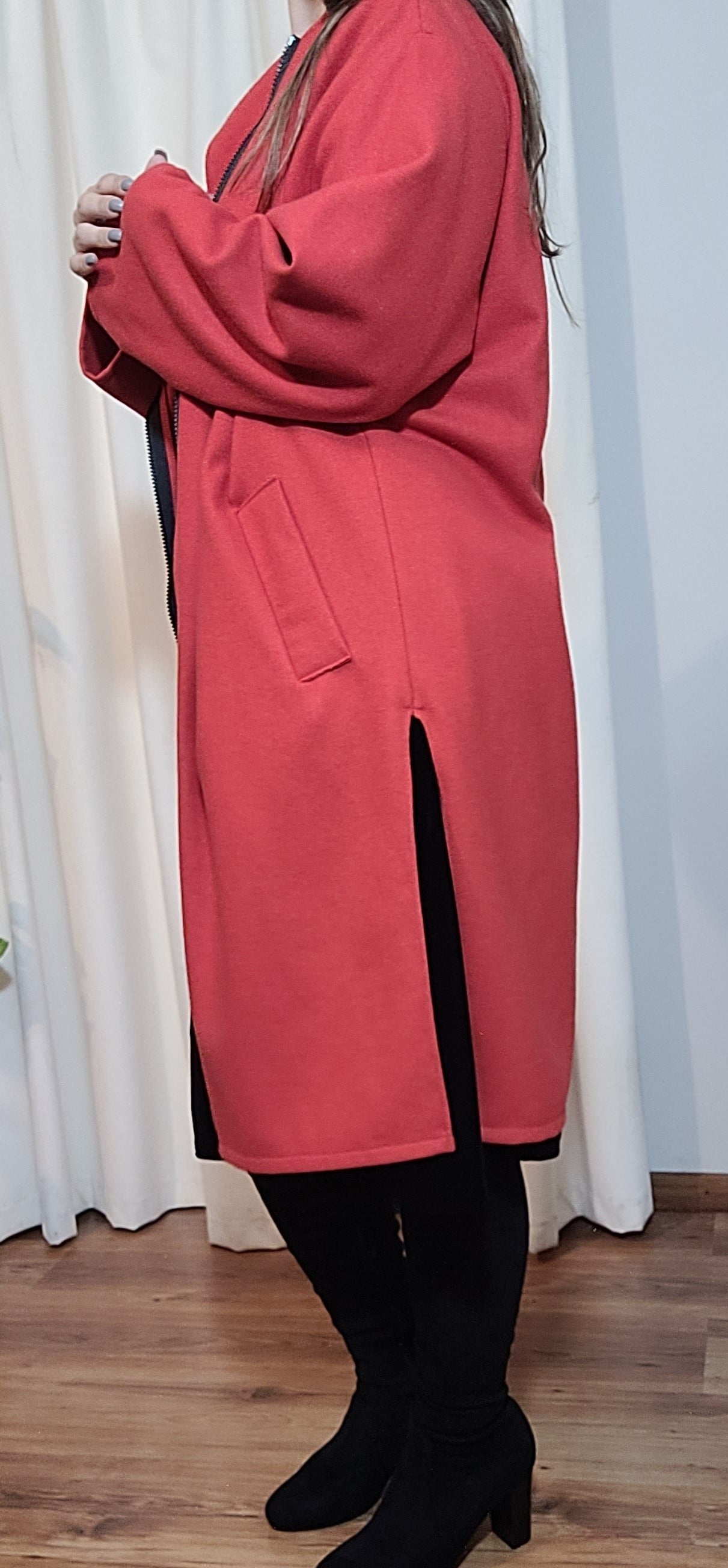 Erri Milano Brand Coat - Vibrant Coral Orange-Red - Made in Italy Preloved trench Jacket