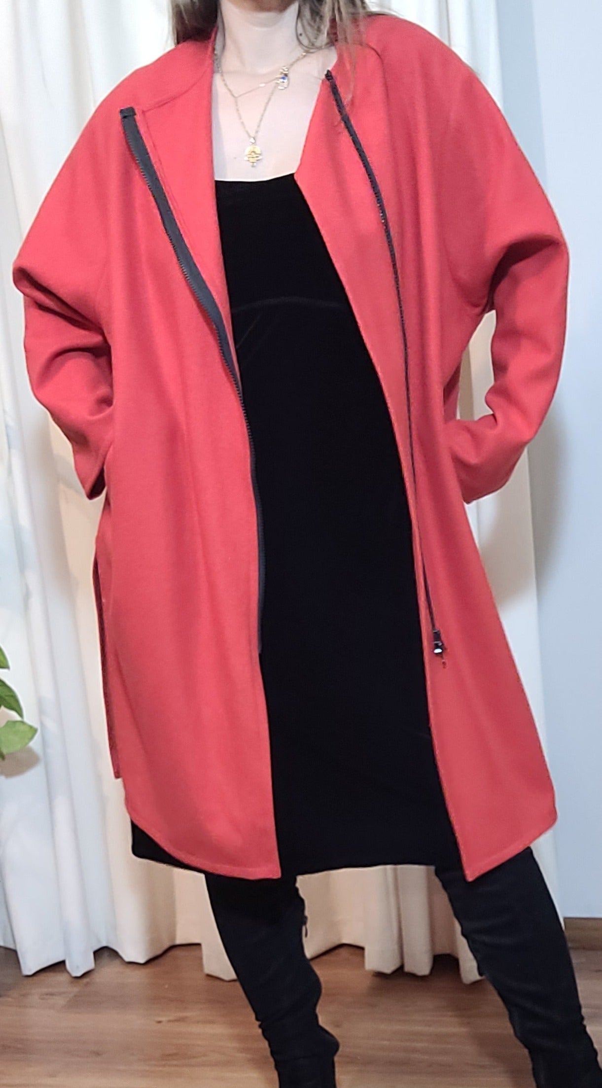 Erri Milano Brand Coat - Vibrant Coral Orange-Red - Made in Italy Preloved trench Jacket