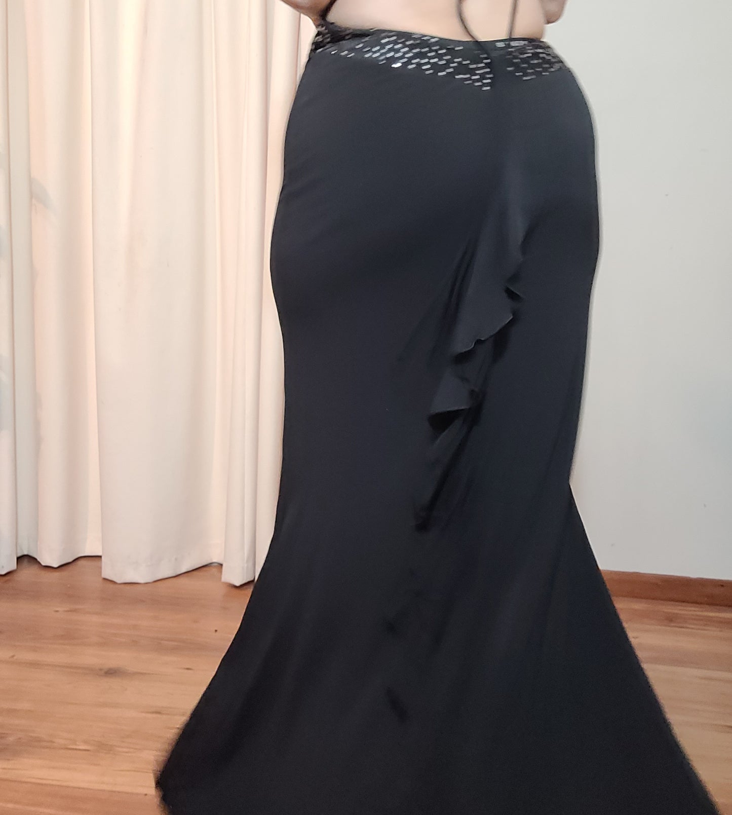 Unique Vintage Black Evening Maxi Dress - Ball Gown Dress - Size 12