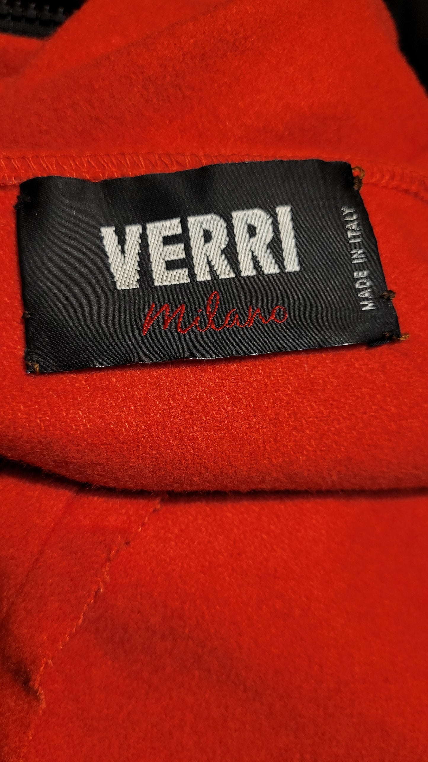 Erri Milano Brand Coat - Vibrant Coral Orange-Red - Made in Italy Preloved trench Jacket