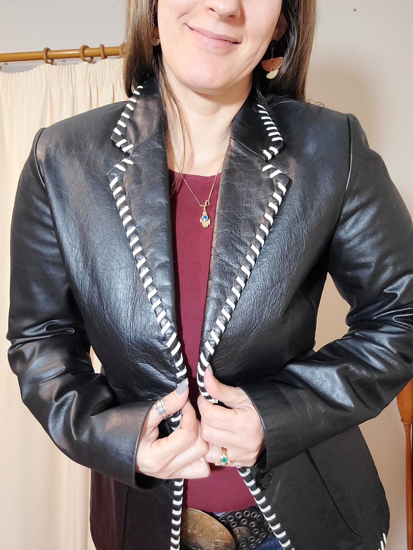 Womens RK 100% Leather Jacket - Black Leather jacket