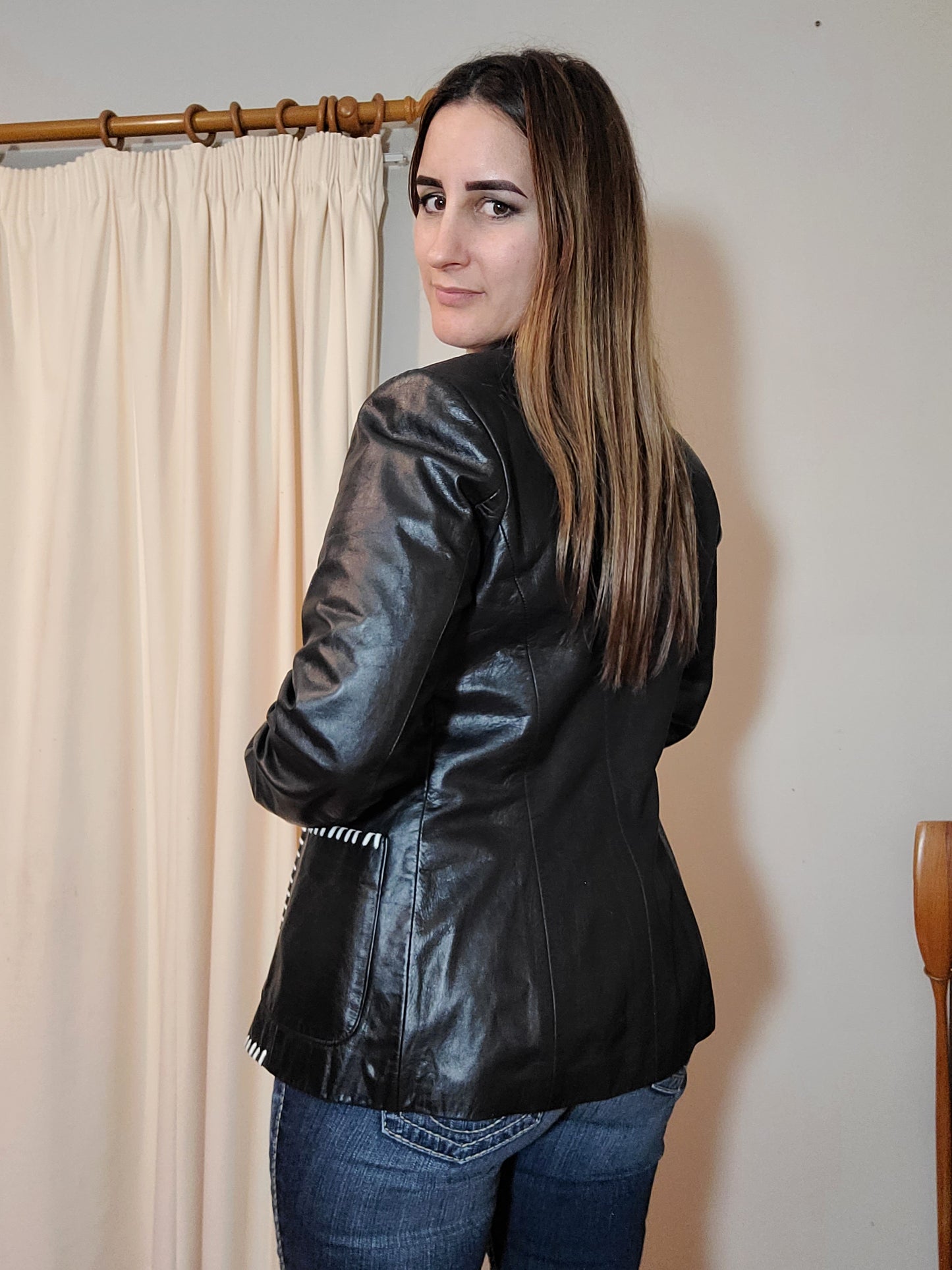 Womens RK 100% Leather Jacket - Black Leather jacket