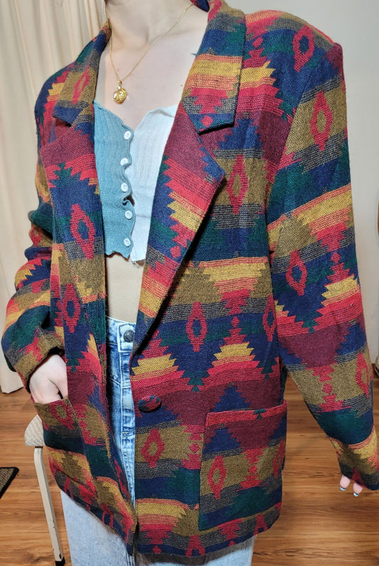 colorful vintage coat - used blazer size large