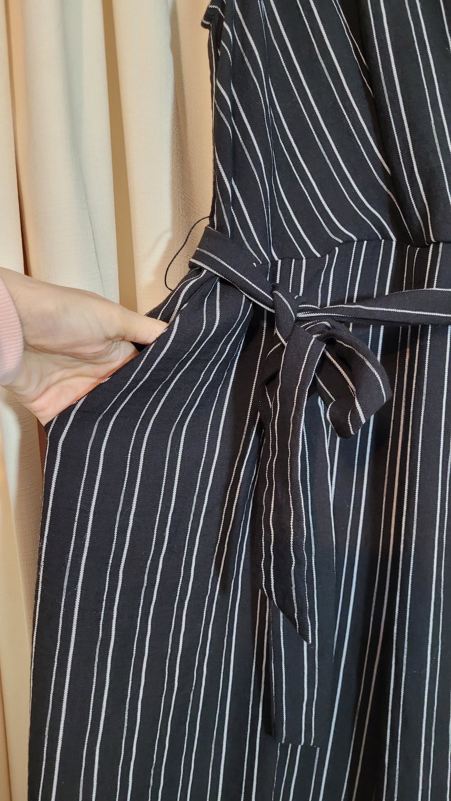 lovely used Jumpsuit - Belted jumpsuit - striped jumpsuit Size 14.