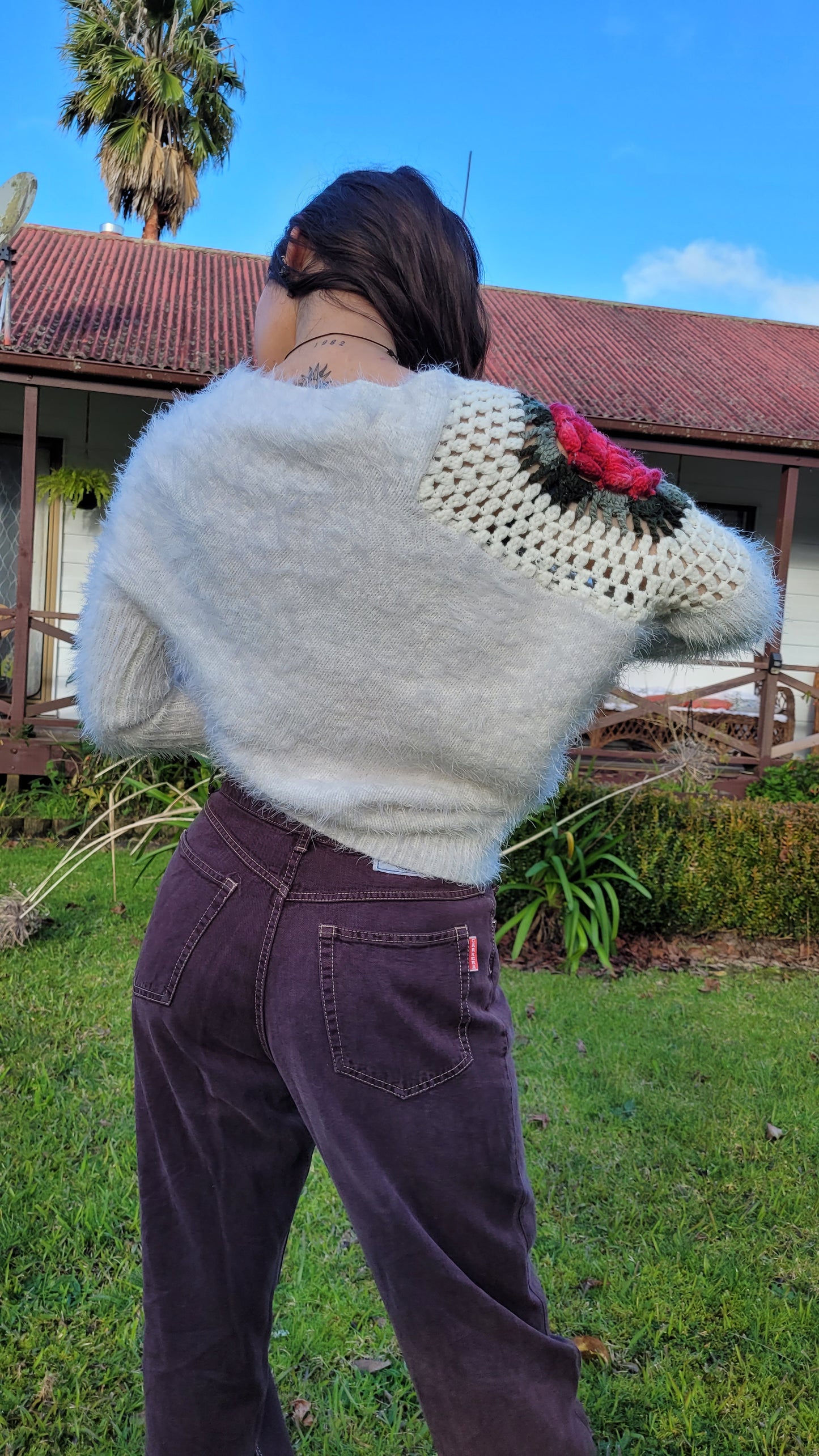 Unique rose Knit Sweater Crochet Top