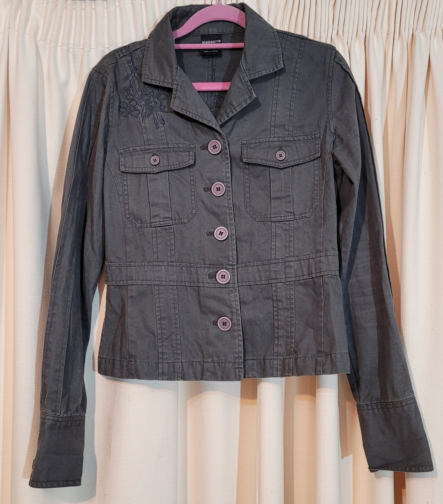 vintage glassons jacket size 10 in grey color