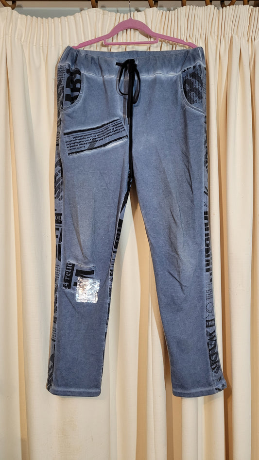 Italian Pants - Trousers, Extremely Comfy Light Blue Trousers, Made in Italy, Size 8 (Generous Fit)