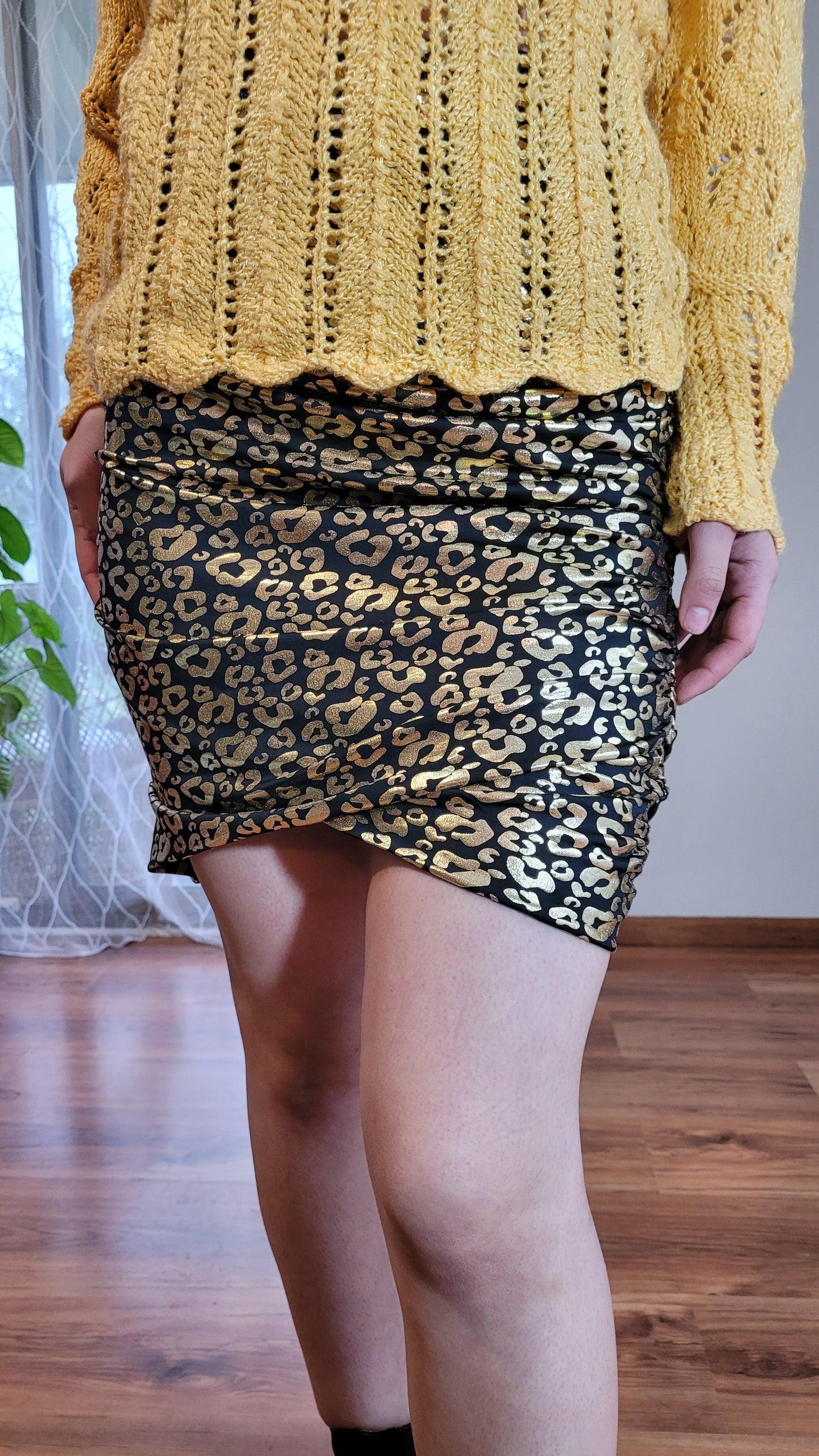 Gold lepard Meow skirt -Agustine Skirt preloved Skirt -