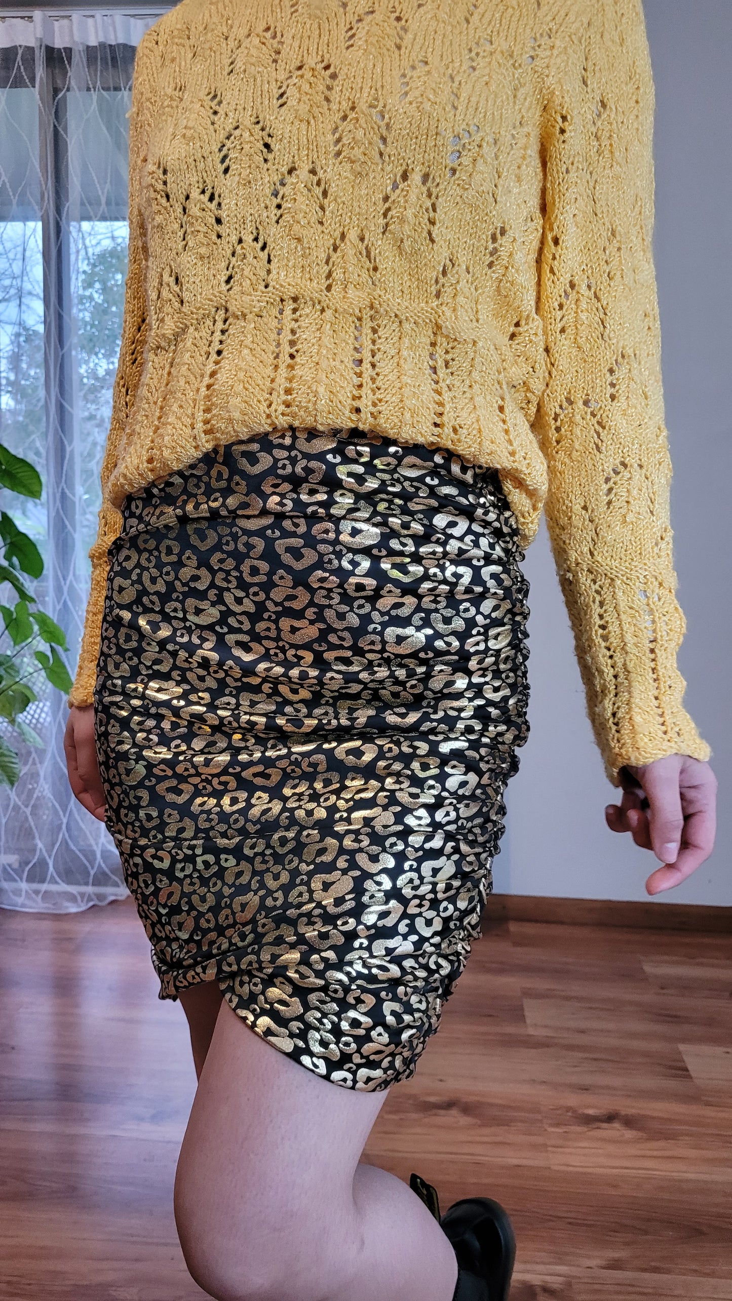 Gold lepard Meow skirt -Agustine Skirt preloved Skirt -