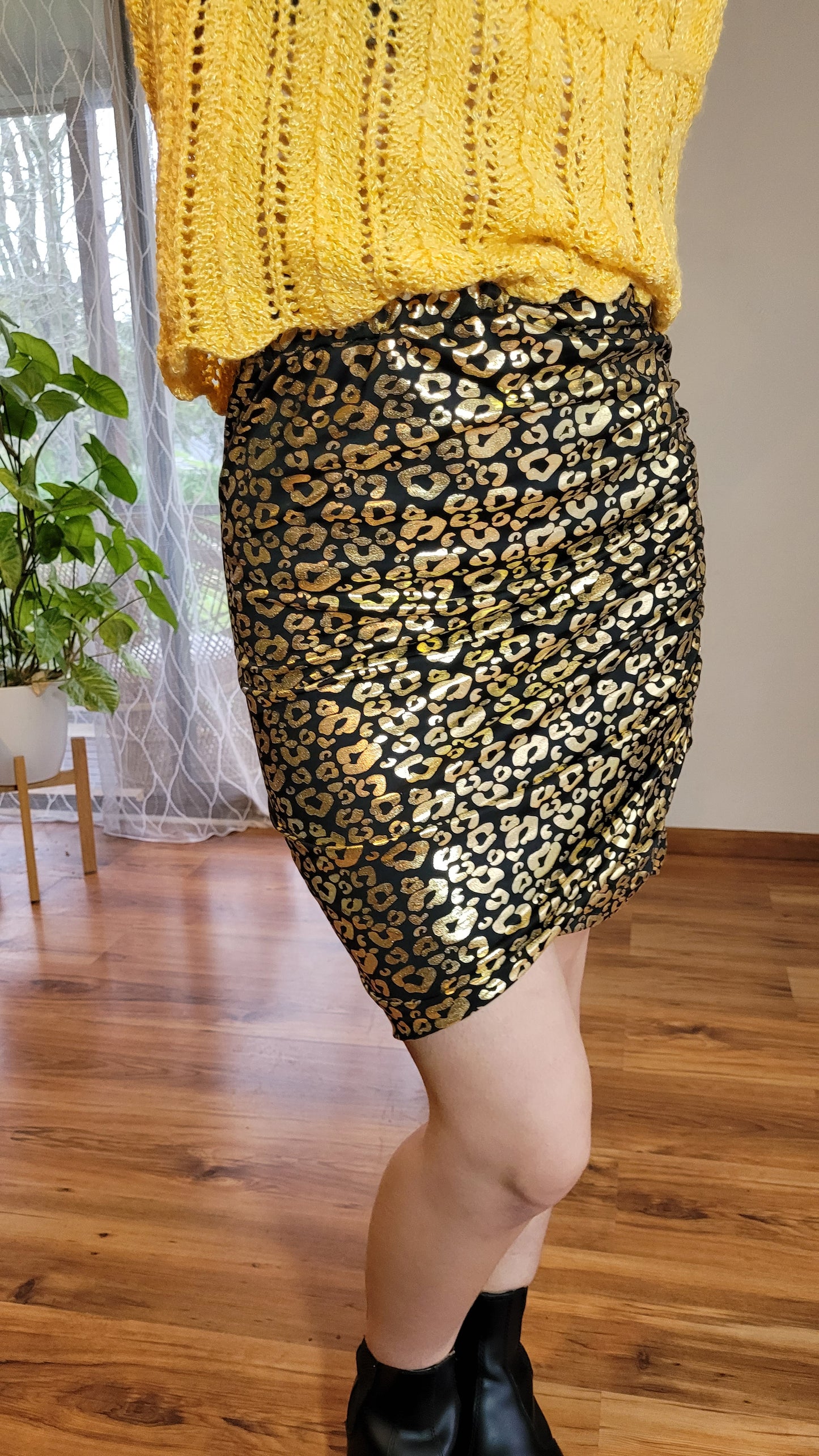 Gold lepard Meow skirt -Agustine Skirt preloved Skirt -