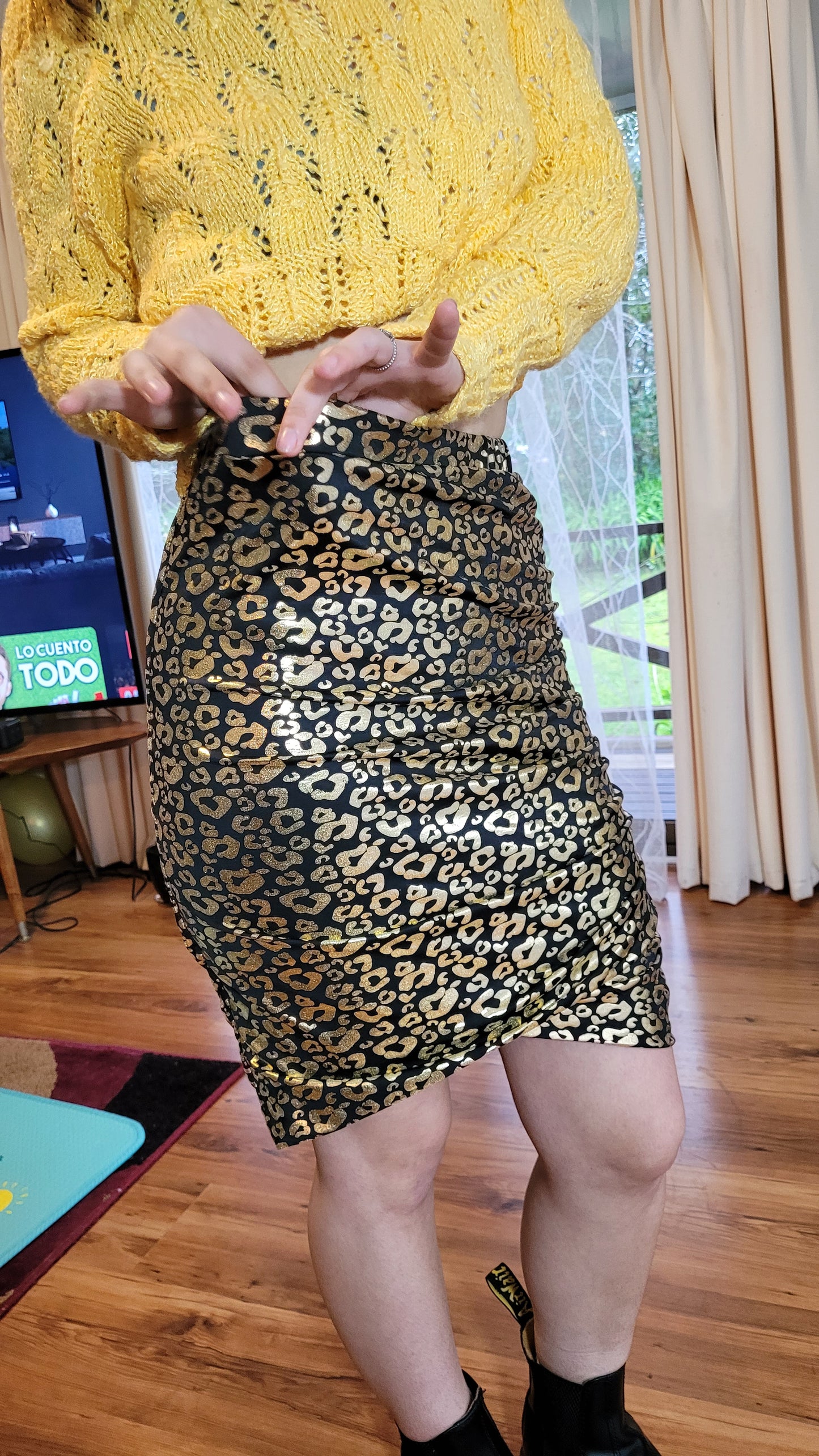 Gold lepard Meow skirt -Agustine Skirt preloved Skirt -