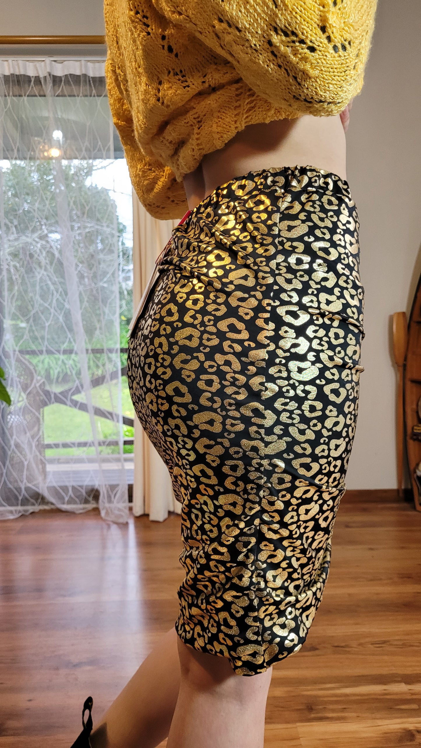 Gold lepard Meow skirt -Agustine Skirt preloved Skirt -