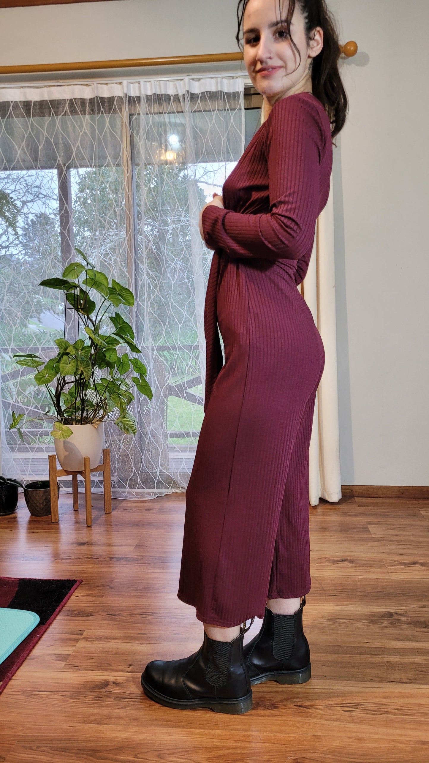 Lovely wide leg Jumpsuit Burgundy jumpsuit