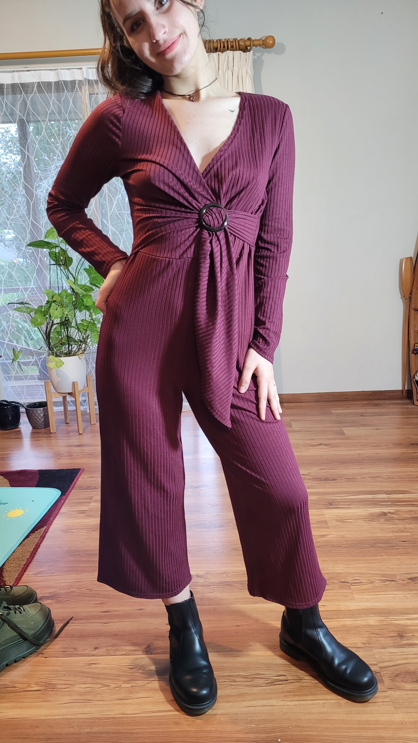 Lovely wide leg Jumpsuit Burgundy jumpsuit