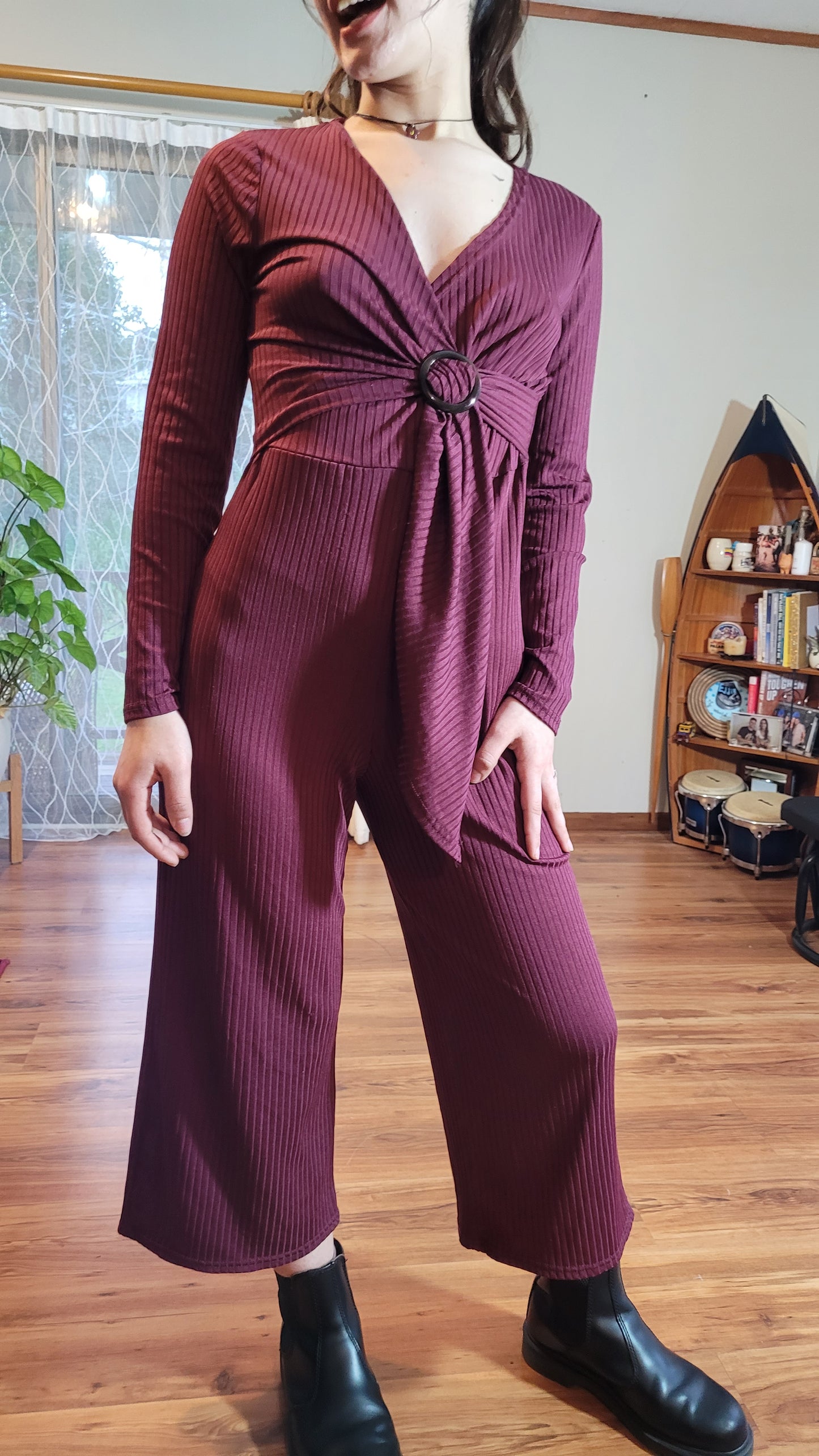 Lovely wide leg Jumpsuit Burgundy jumpsuit