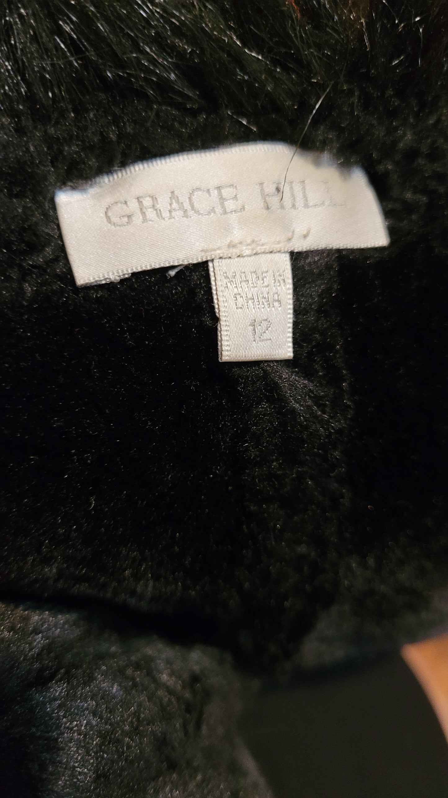 Grace Hill Long Coat - Preloved Black Faux Fur Retro Style - Size 12. long Black Coat Shearling long Coat