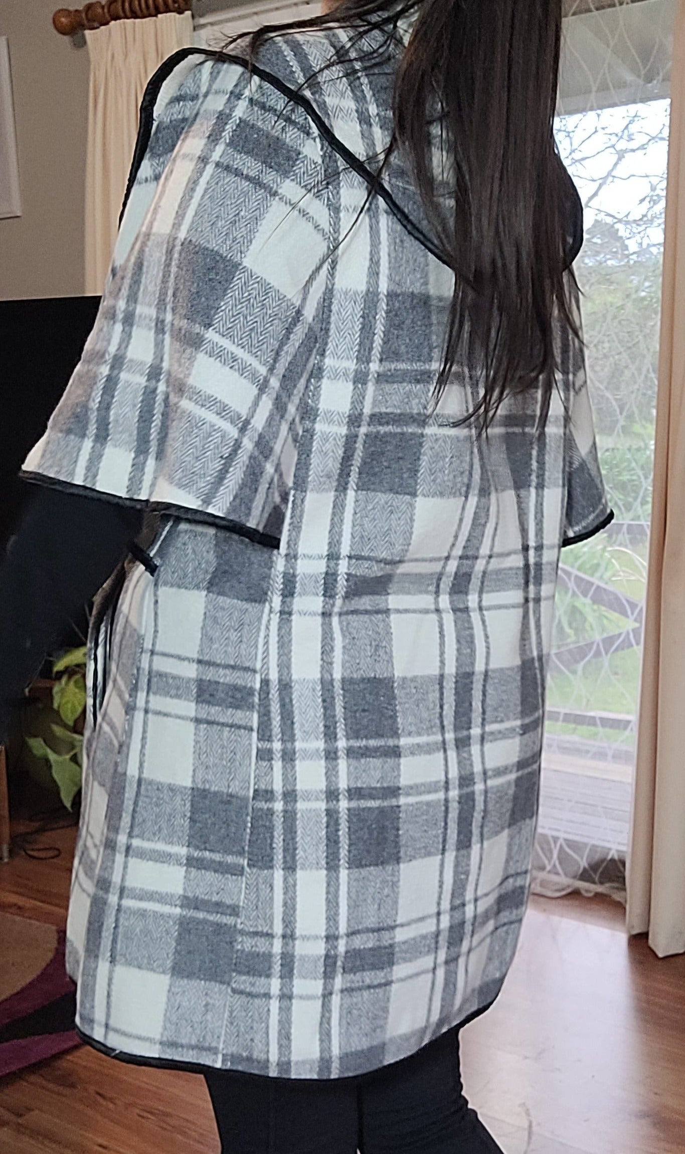 Lovely Plaid Coat - Poncho style