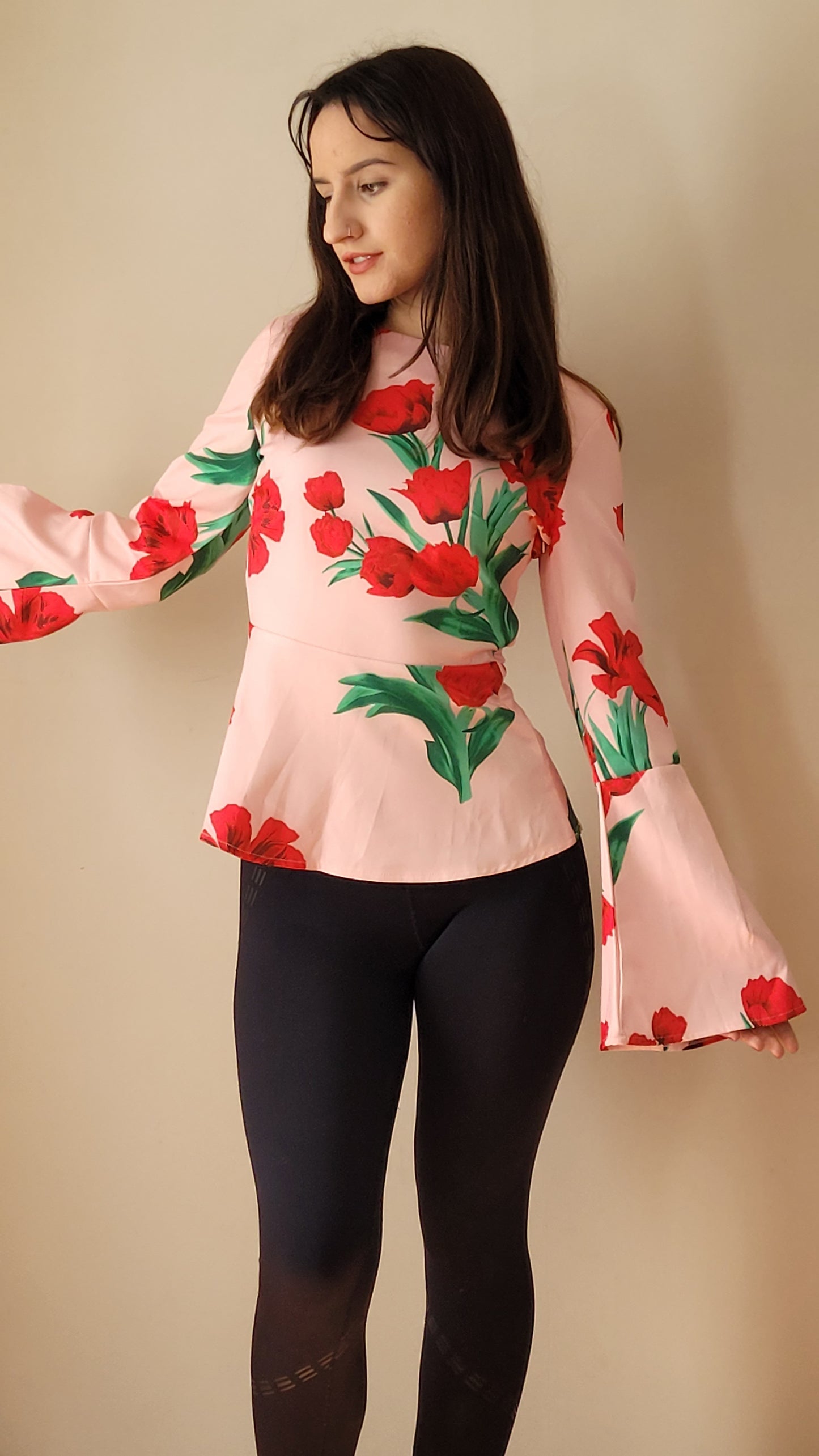 Erica Flare Sleeve Top - Pink Floral - Size 6 - Atmos&here Brand