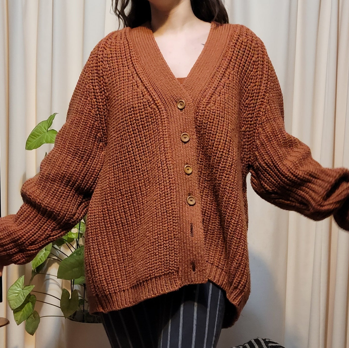 knit oversized brown second hand coat for sale 