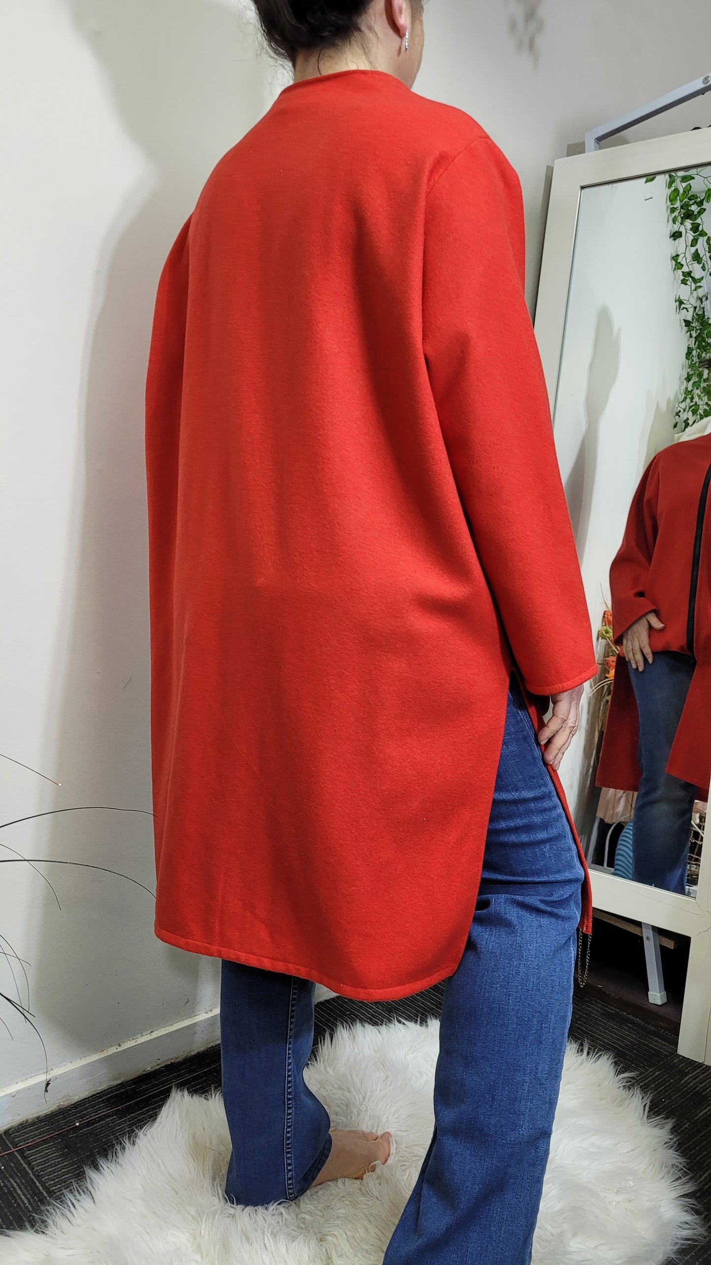 red coral long italian coat for sale