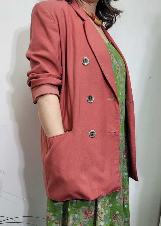 Timeless Elegance: Vintage Terracotta Jacket Blazer - Size 16