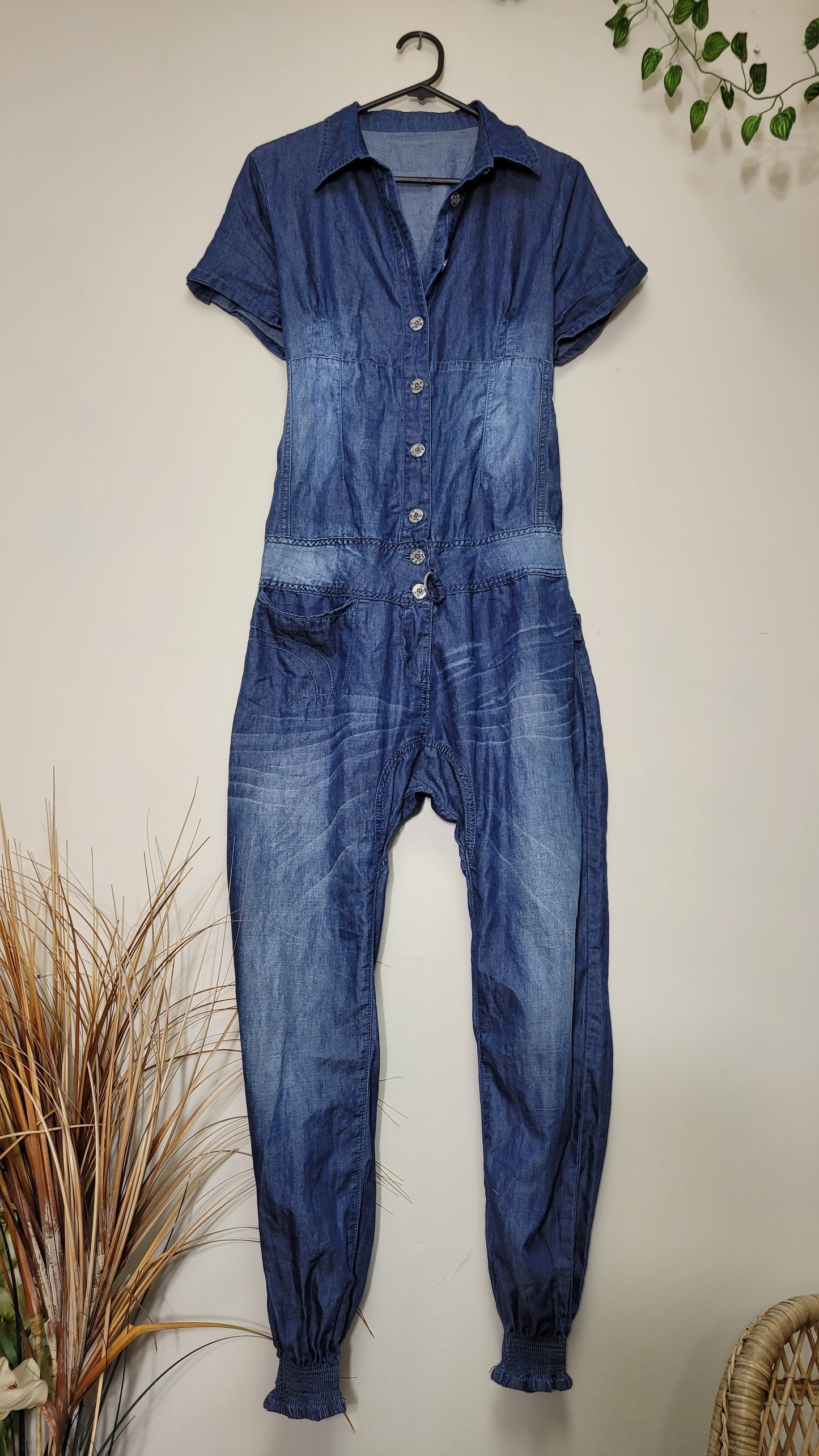 Light denim Jumpsuit with  - Size  large/40- Excellent Preloved Condition