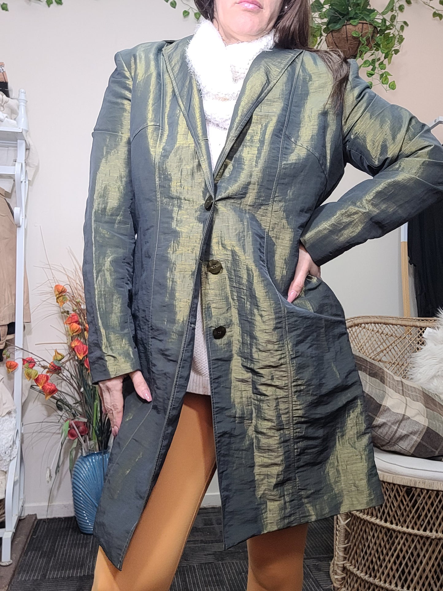 Lovely green vintage button up jacket. Size 14 Second hand jacket