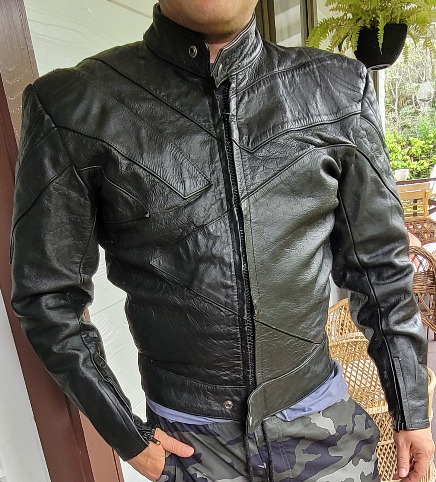 4 STAR style Etches - Men size M Heavy Duty Padded Leather Motorcycle Biker J