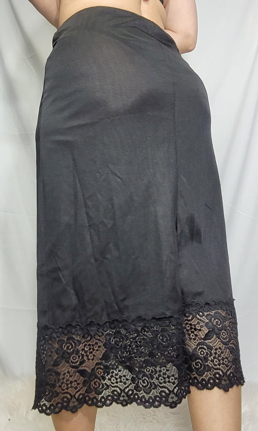 Vintage Midi skirt - underwear - black slip skirt