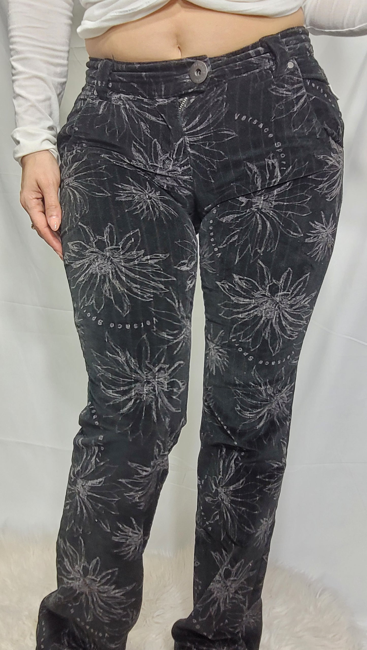 Unique used pants - Versace Flared Trousers – Striking Graphics, Size 40, Made in New Zealand!