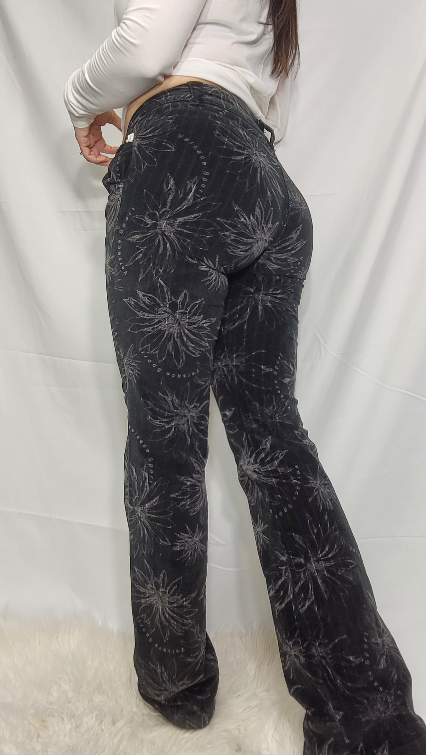 Unique used pants - Versace Flared Trousers – Striking Graphics, Size 40, Made in New Zealand!