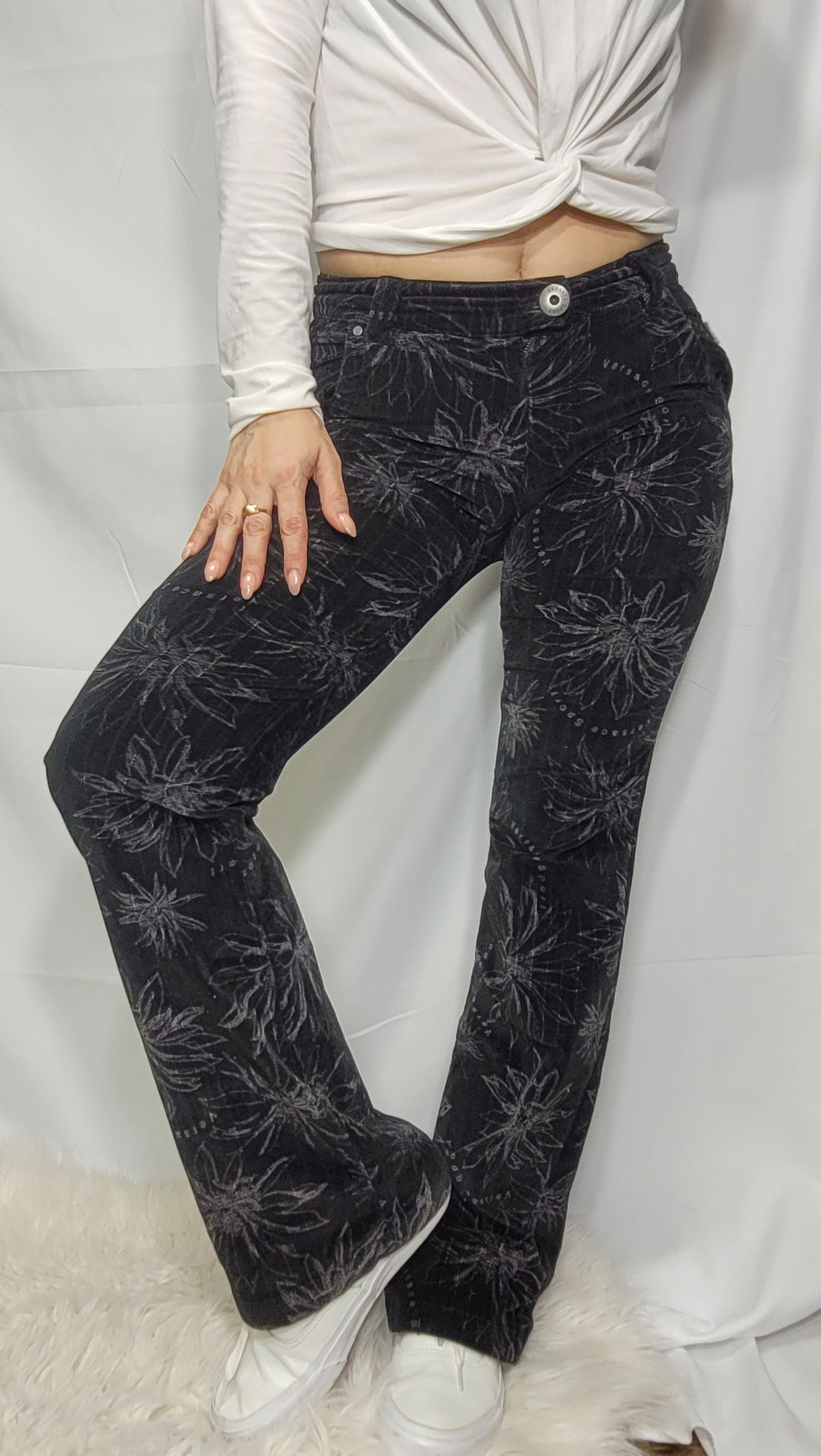 Unique used pants - Versace Flared Trousers – Striking Graphics, Size 40, Made in New Zealand!