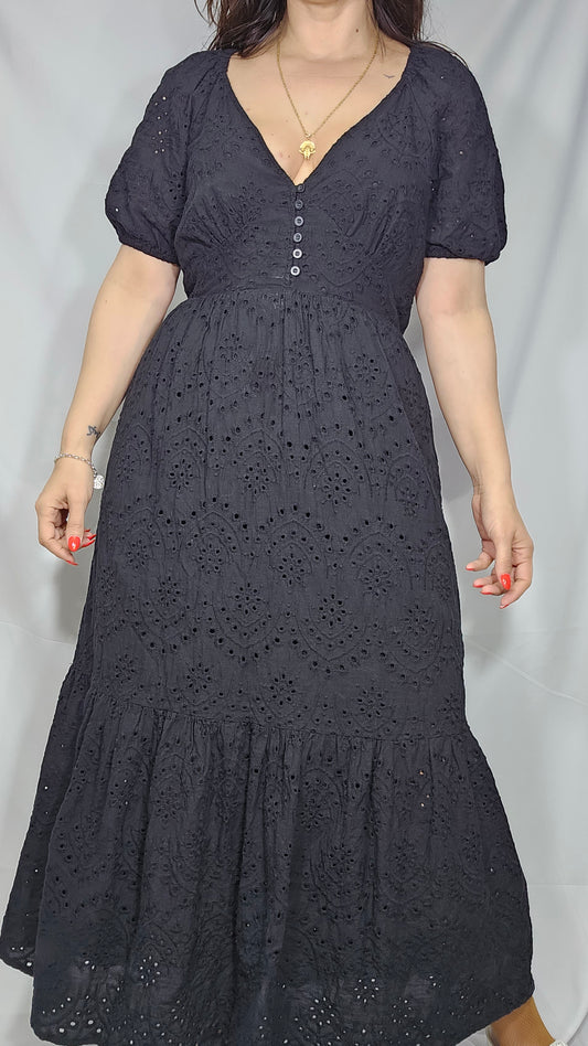 Gorgeous Broderie Black Midi - Maxi Dress