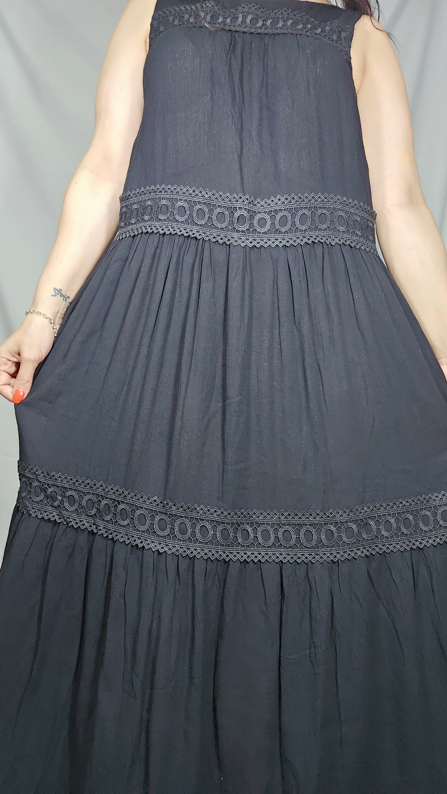 Summer Glam of Style Dress by Katies Sleeveless Lace Tiered Maxi Dress. Size 10.