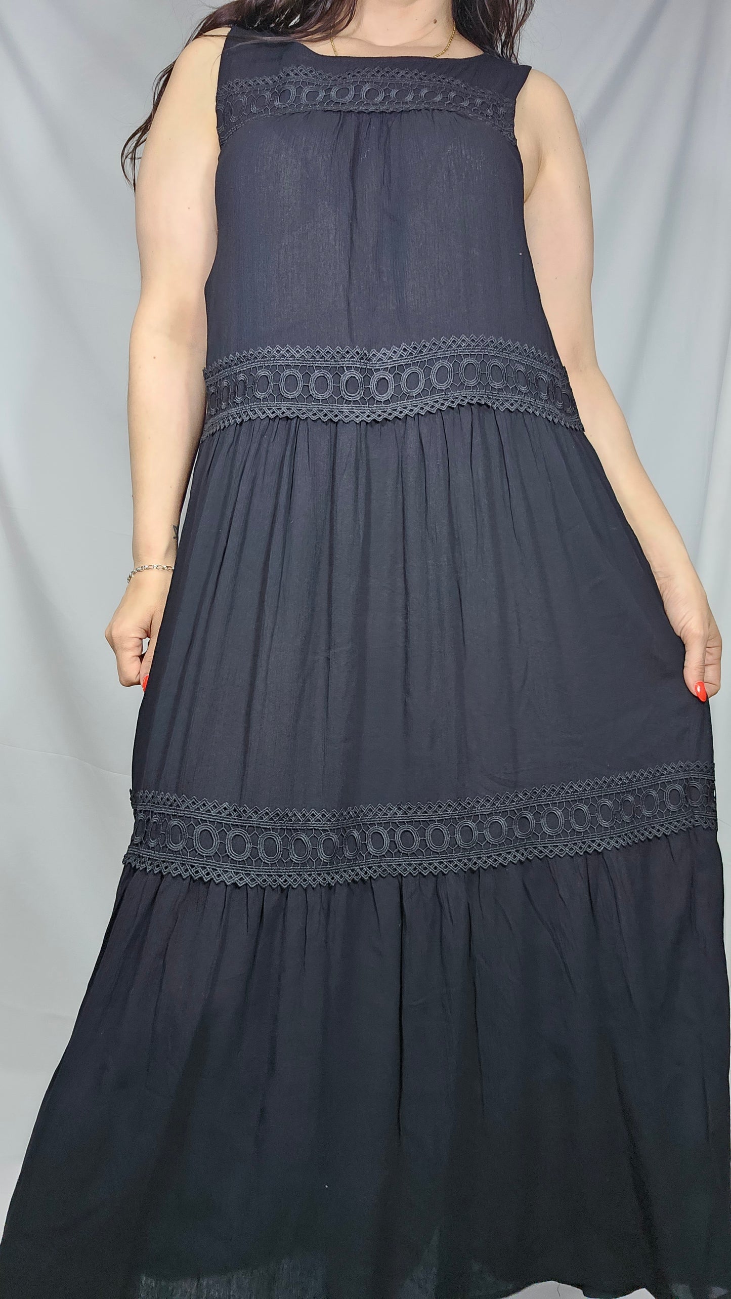 Summer Glam of Style Dress by Katies Sleeveless Lace Tiered Maxi Dress. Size 10.