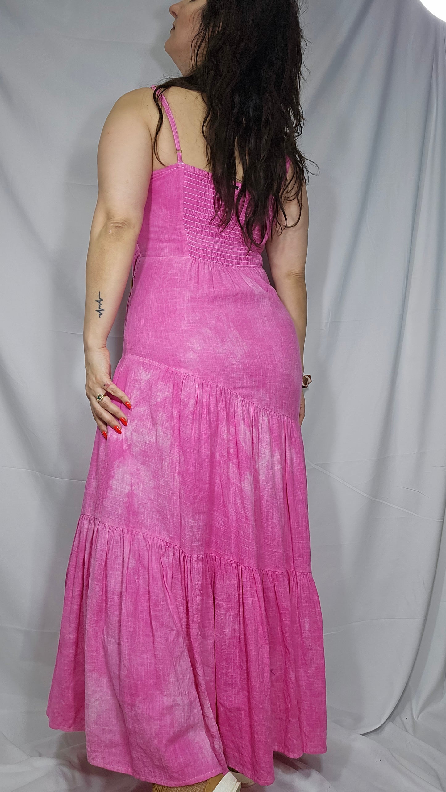 Linen Blend Pink Billabong Maxi Dress