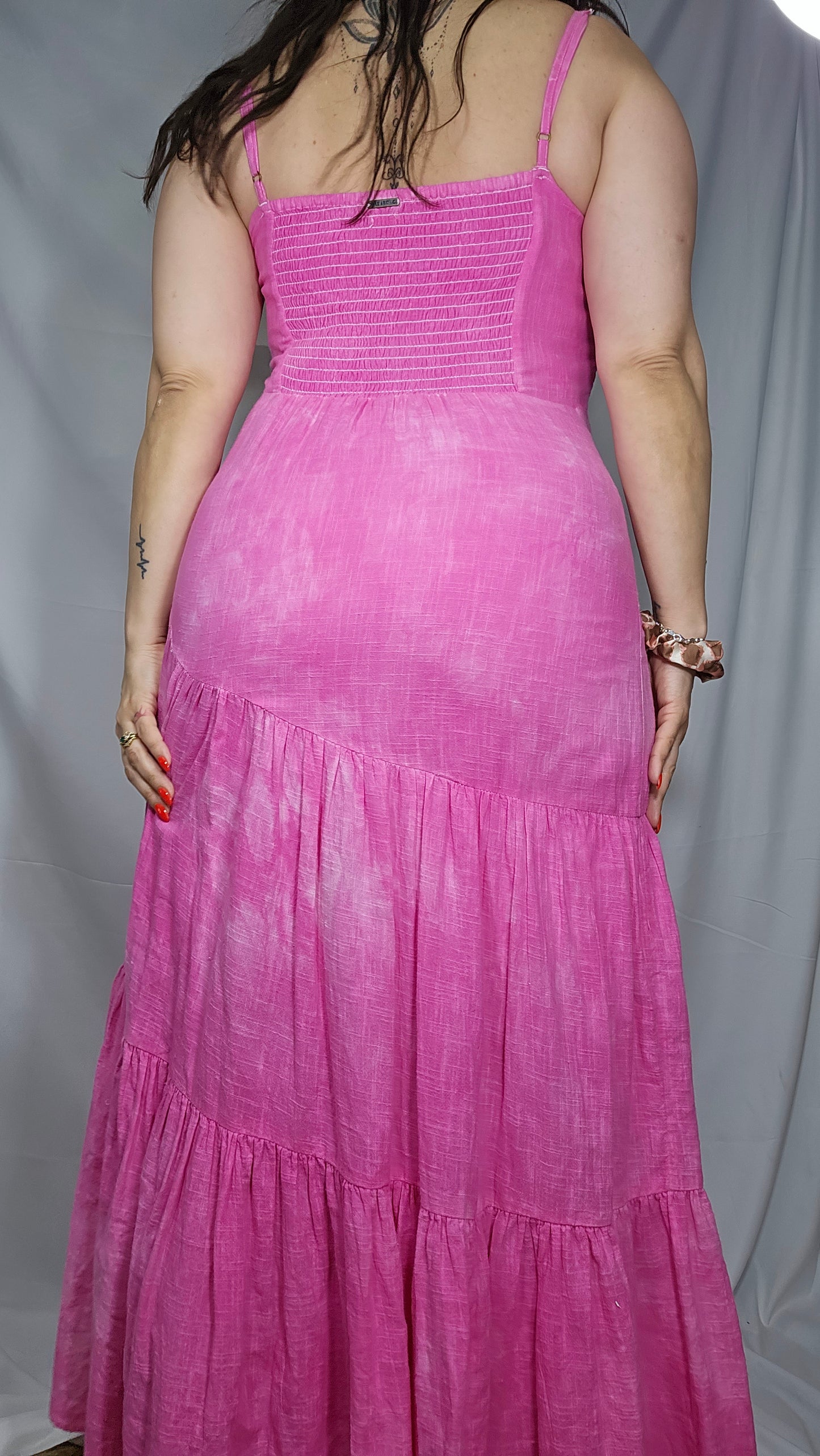 Linen Blend Pink Billabong Maxi Dress